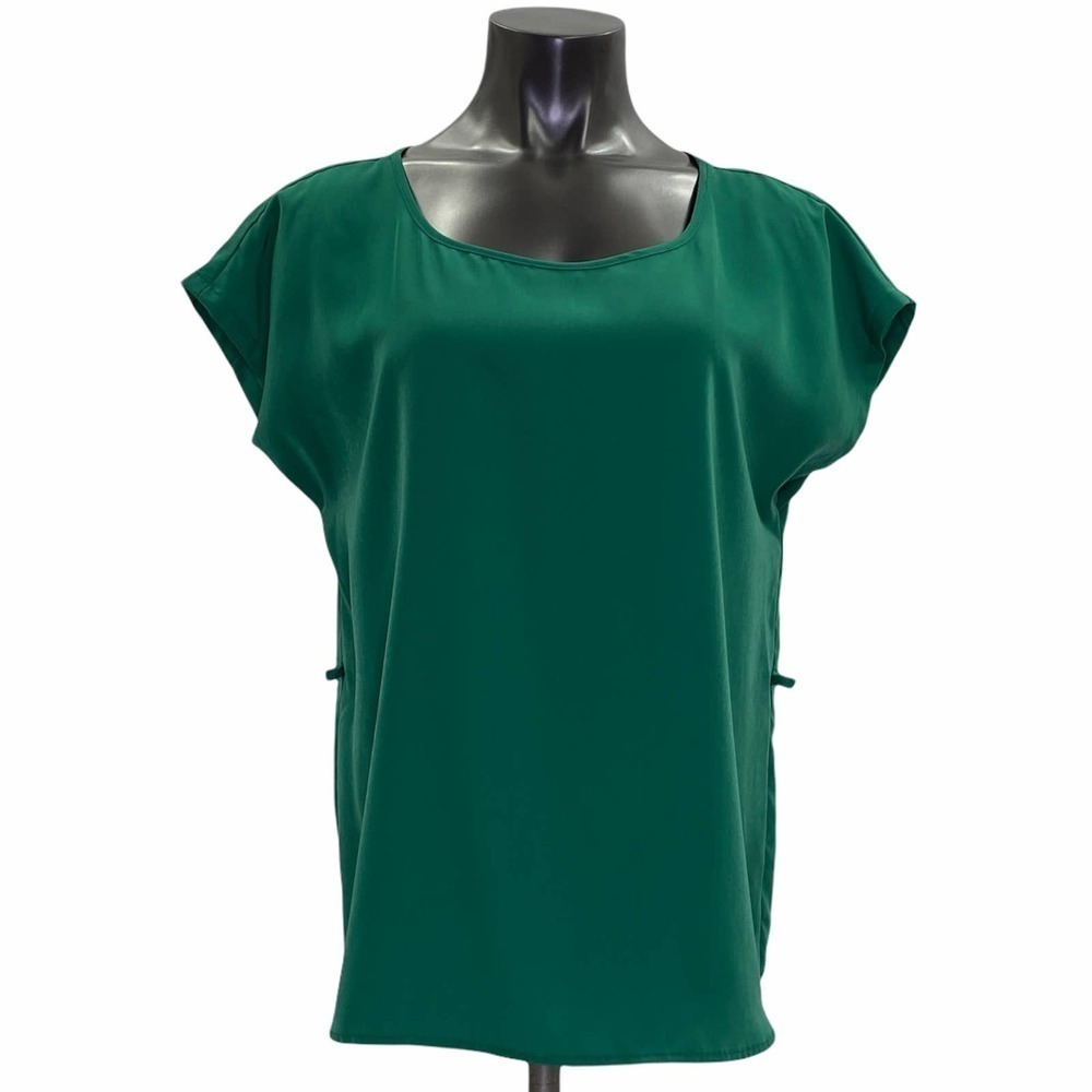 BLACK Rainn Green Short Sleeve Pleated Blouse
